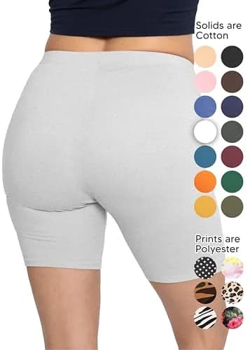 STRETCH IS COMFORT Women's Cotton Biker Shorts Heather Gray Small | Soft Cotton & Spandex for Daily Comfort thumbnail 3