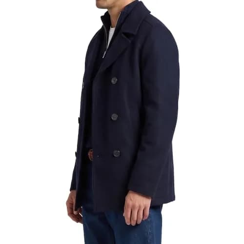 Nautica Men's Wool Blend Peacoat – Double-Breasted Winter Coat, Large | Classic Wool & Blends for Cold Weather thumbnail 5