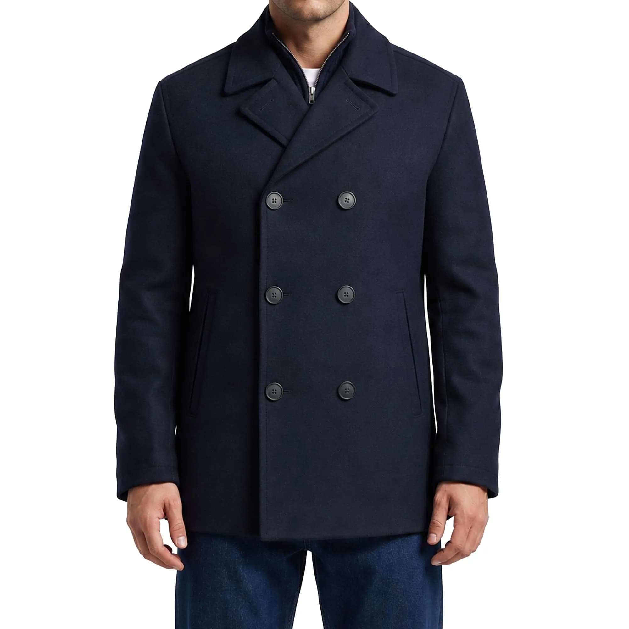 Nautica Men's Wool Blend Peacoat – Double-Breasted Winter Coat, Large | Classic Wool & Blends for Cold Weather - main product image