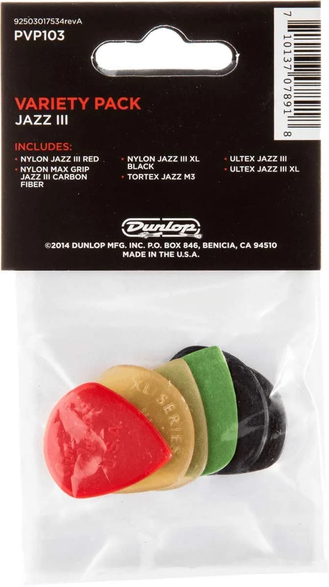 Jim Dunlop Jazz III Pick Variety Pack - 6 Pack | Explore Tone & Feel - view 2