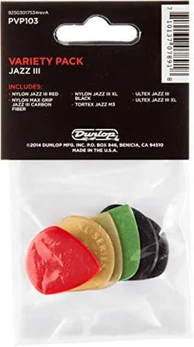 Jim Dunlop Jazz III Pick Variety Pack - 6 Pack | Explore Tone & Feel thumbnail 2