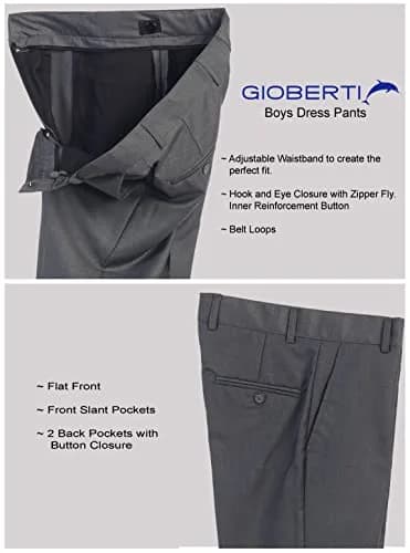 Gioberti Boys Flat Front Dress Pants, Charcoal, Size 8 | Adjustable Waist, Formal Fit thumbnail 7