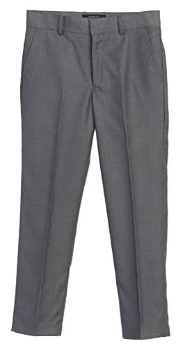 Gioberti Boys Flat Front Dress Pants, Charcoal, Size 8 | Adjustable Waist, Formal Fit thumbnail 3