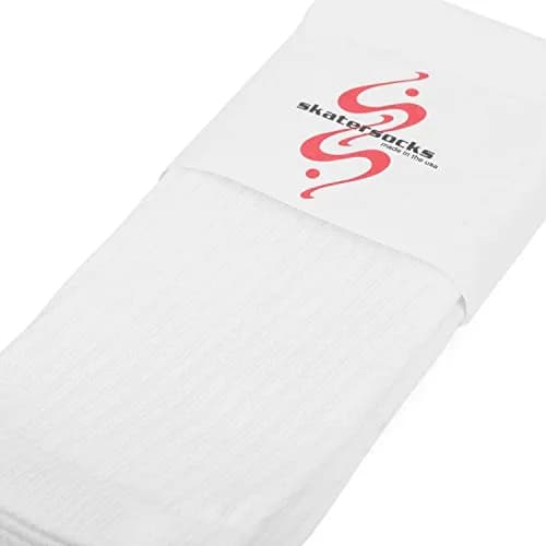 SKATERSOCKS 22" Knee High Classic Plain Solid White Tube Socks | Unisex Comfort Fit thumbnail 4