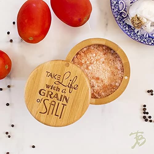 Totally Bamboo Salt Cellar Bamboo Storage Box with Magnetic Swivel Lid, 6 Ounce Capacity thumbnail 2