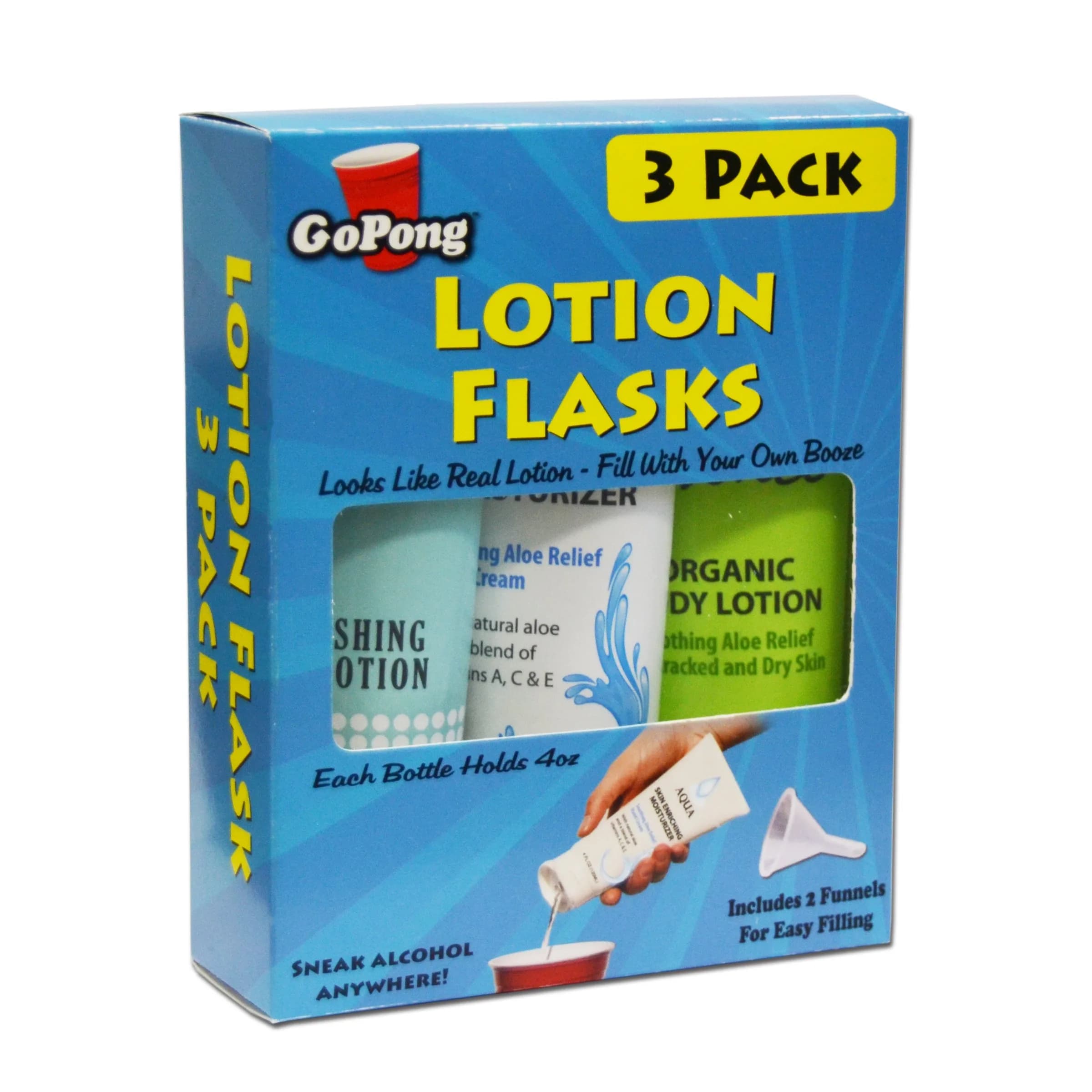 GoPong Lotion Flask 3 Pack (120 ml / 4 fl oz each) | Hidden Alcohol Travel Flasks for Events - view 7