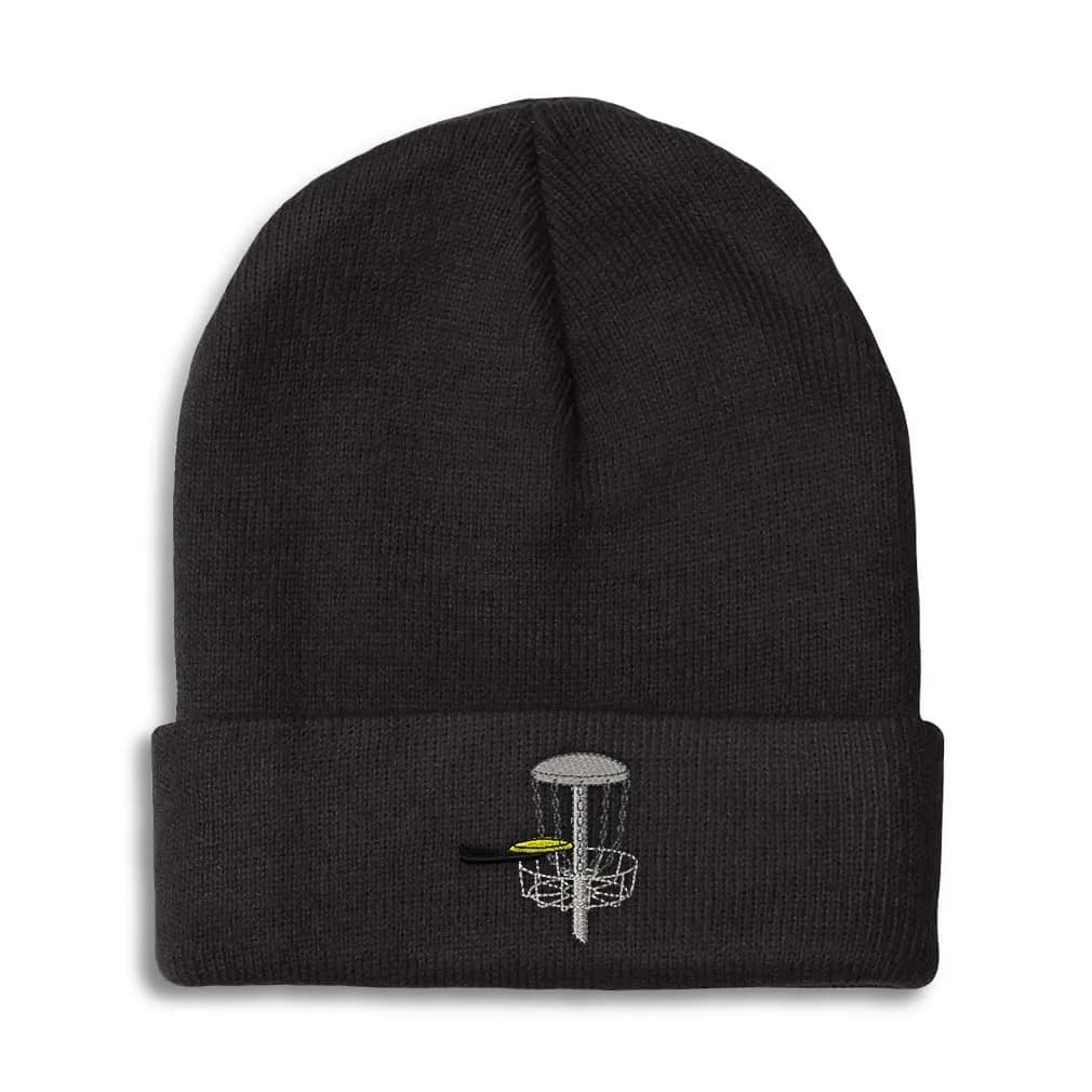 Speedy Pros Custom Beanie for Men & Women Disc Golf A Embroidery Acrylic Skull Cap Hat Black Design Only | Winter & Fall