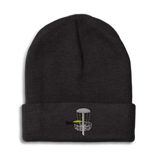 Speedy Pros Custom Beanie for Men & Women Disc Golf A Embroidery Acrylic Skull Cap Hat Black Design Only | Winter & Fall thumbnail 1