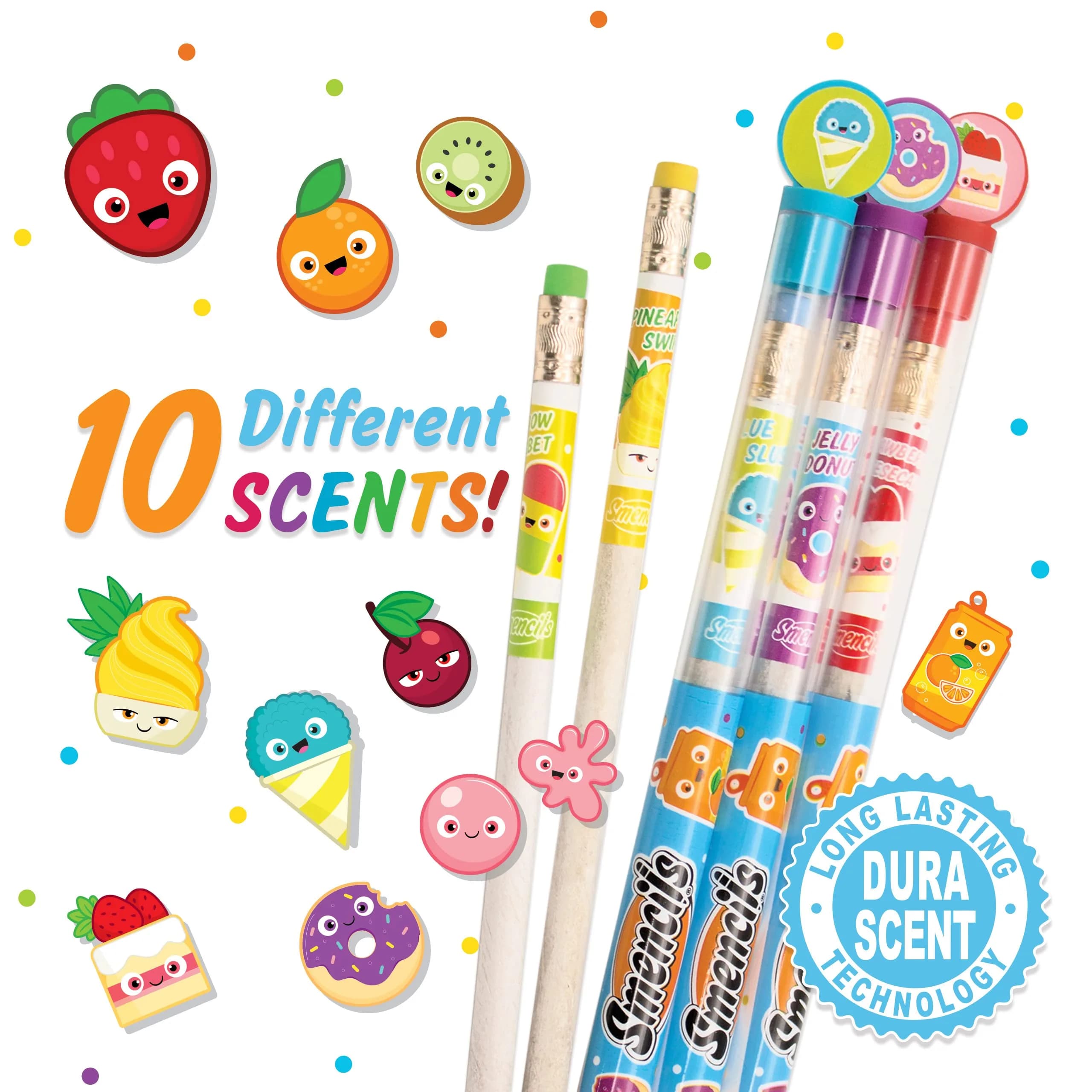 Smencils Scented Graphite HB #2 Pencils (10-Pack) | Recycled Newspaper, 2-Year Scent Life - view 3