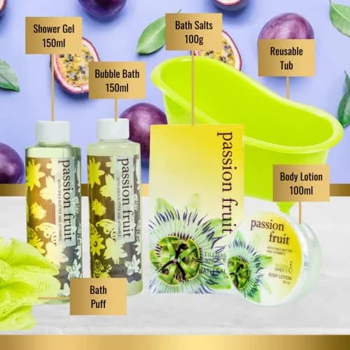 Freida and Joe Home Spa Bath Basket Passion Fruit Fragrance Set | Luxurious Body & Bath Collection thumbnail 5