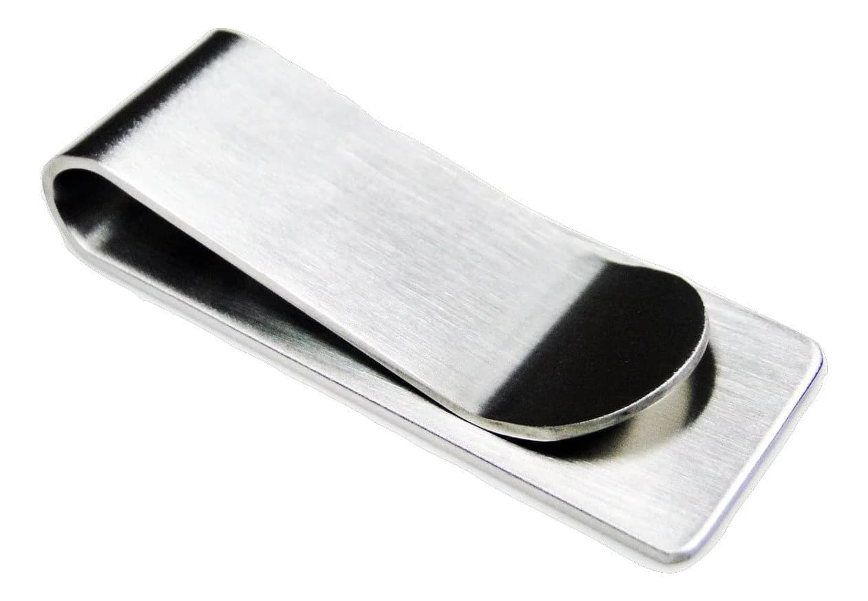 Tapp Collections Silver Stainless Steel Slim Money Clip #3 - Black | Modern, Durable & Perfect Gift — Style3 / Silver / 2" x 3/16" x 1/4"