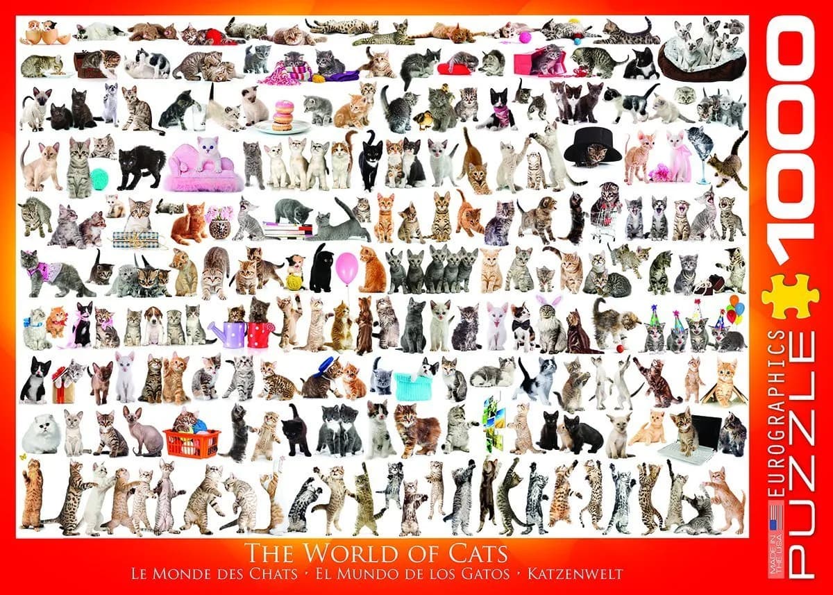 EuroGraphics World of Cats Jigsaw Puzzle 1000 Pieces | Educational STEM Toy - view 3