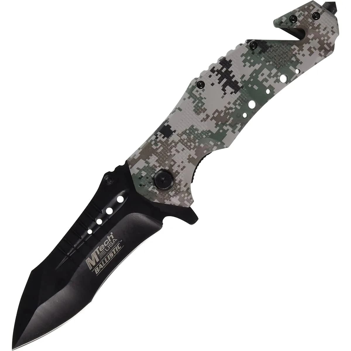 MTECH USA MT-A845DG Spring Assist Folding Knife, Black Blade, Digital Camo Handle, 5-Inch Closed, Metallic-Fiber