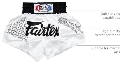 Fairtex Muay Thai Boxing Shorts Traditional Styles (White, Medium) | Quick-Drying Microfiber for Martial Arts thumbnail 3
