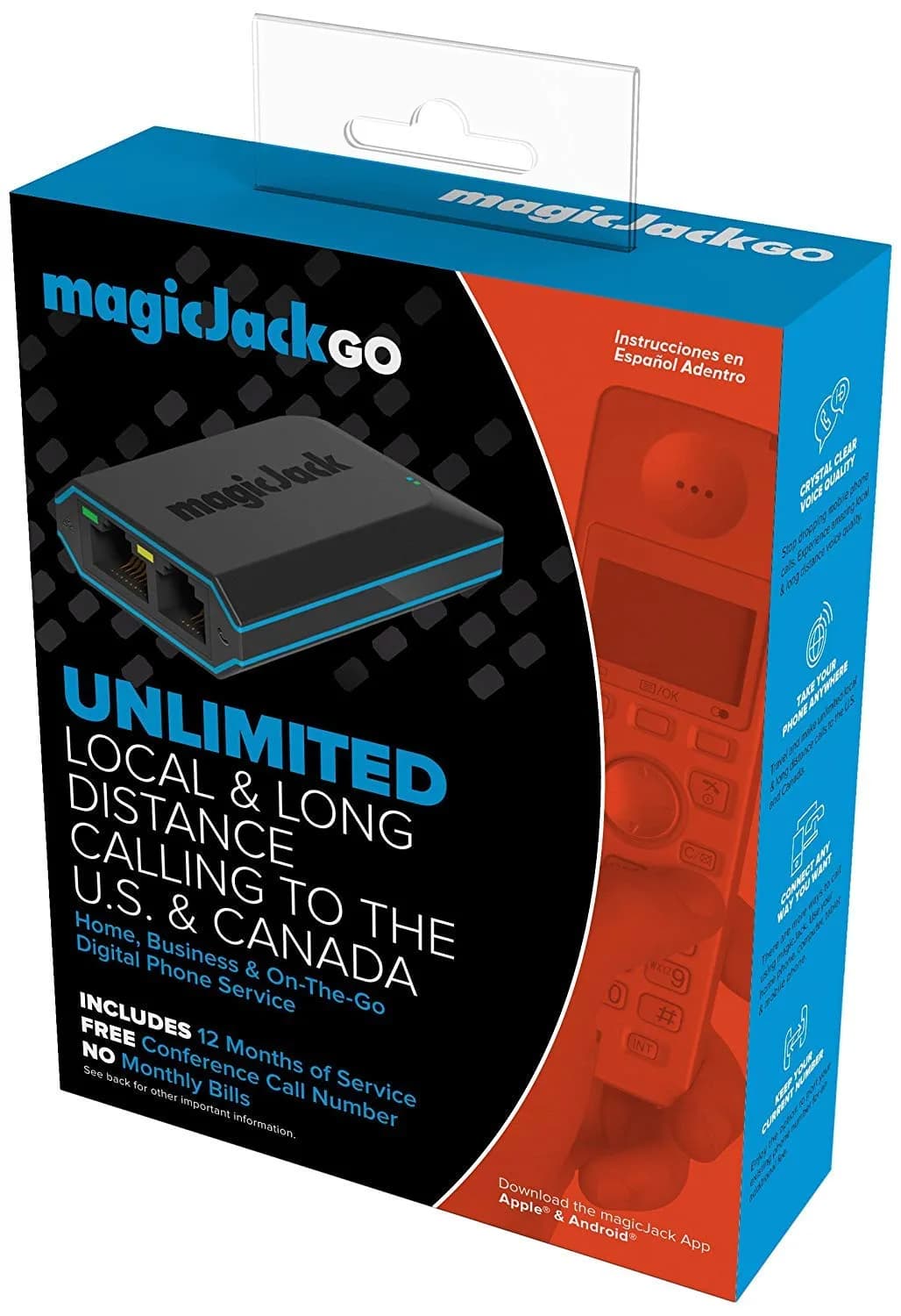magicJackGO 2017 VOIP Phone Adapter Portable Home and On-The-Go Digital Phone Service | Make Unlimited Local & Long Distance Calls to U.S. & Canada — 2017