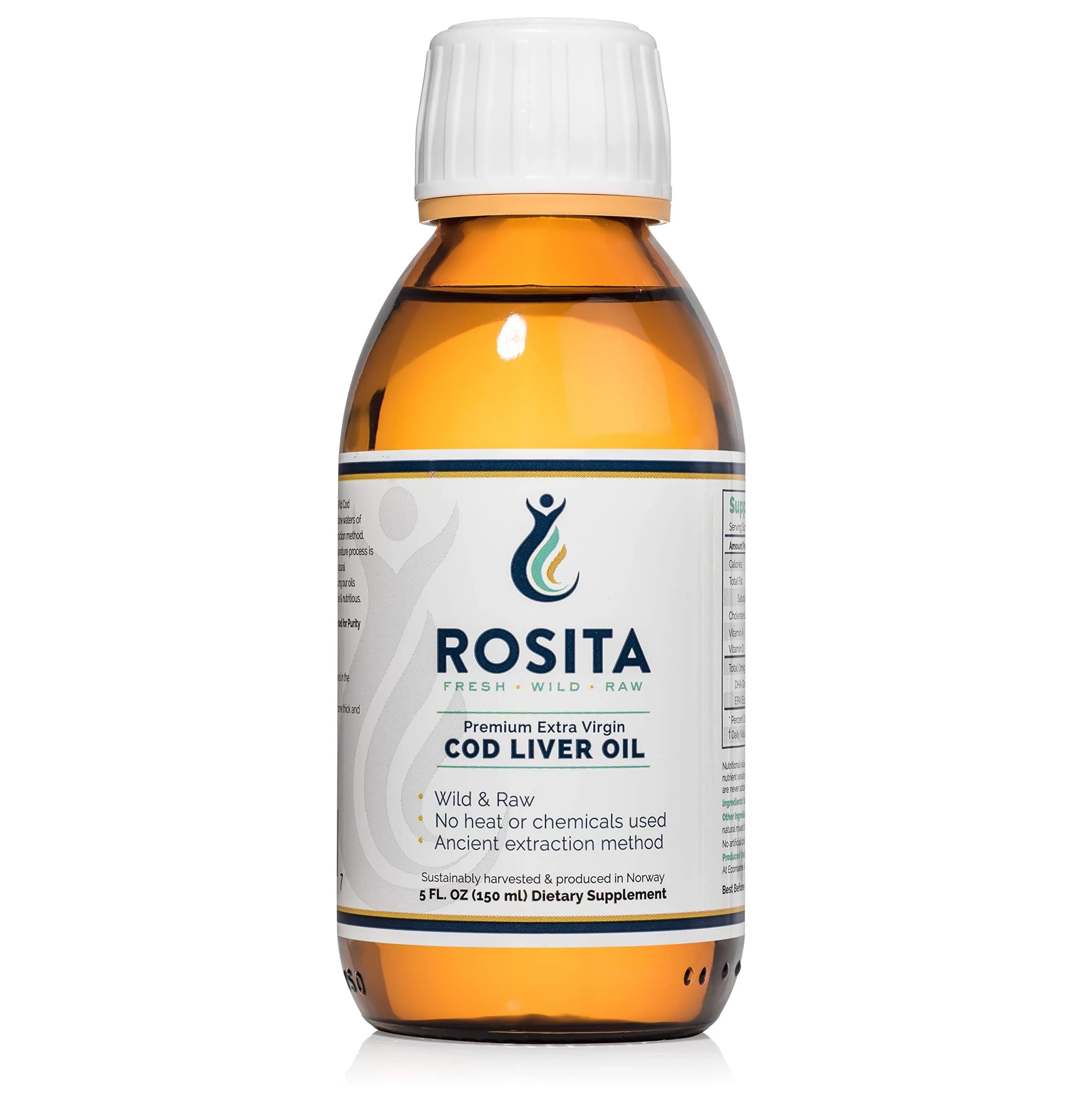 Rosita Extra Virgin Cod Liver Oil Liquid 5 Fl Oz | Unprocessed, Sustainably Caught, Natural Nutrients