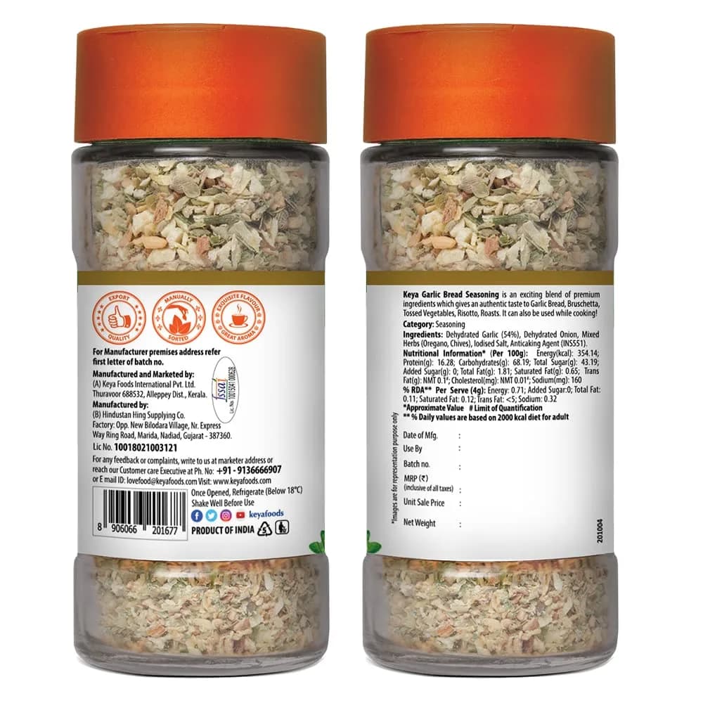 KEYA Garlic Bread Seasoning All Natural Healthy Spice Blend 50g (1.76 oz) | Premium Freeze-Dried Herbs - main product image