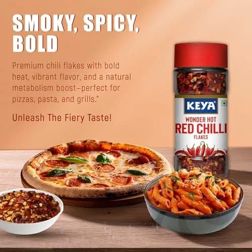KEYA Red Chilli Flakes Seasoning 40g (1.41 oz) | Aromatic Spicy Dried Pizza Pasta Seasoning thumbnail 4