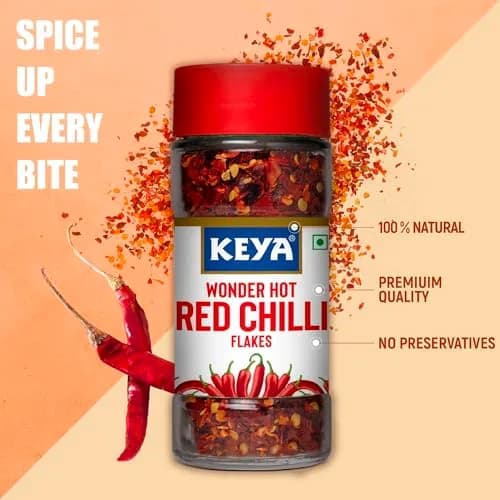 KEYA Red Chilli Flakes Seasoning 40g (1.41 oz) | Aromatic Spicy Dried Pizza Pasta Seasoning thumbnail 3