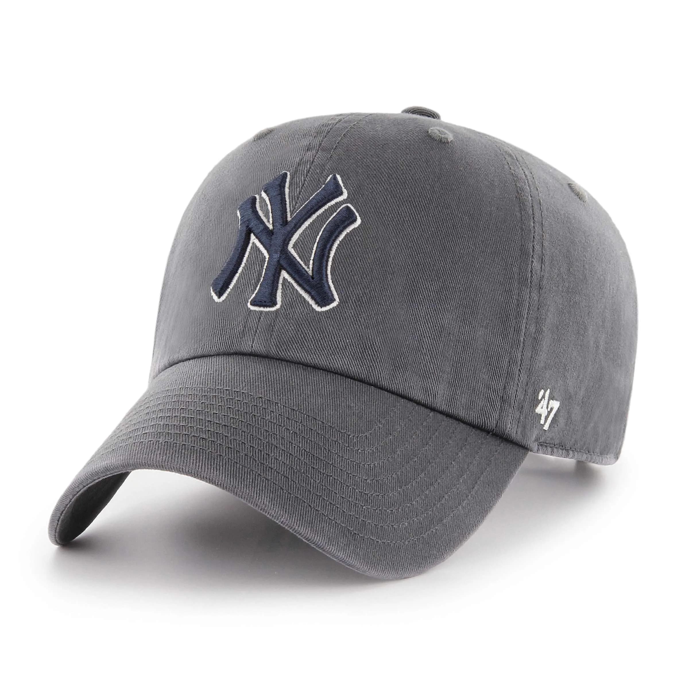 47 MLB New York Yankees Camo RGW Clean Up Cap Camouflage | Relaxed Fit, Adjustable Cotton Twill — Charcoal