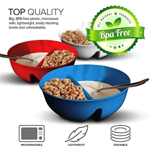 Just Solutions Crunch Anti-Soggy Cereal Bowl - Keeps Cereal Crunchy | BPA Free | Microwave Safe | Pack of 3 thumbnail 4