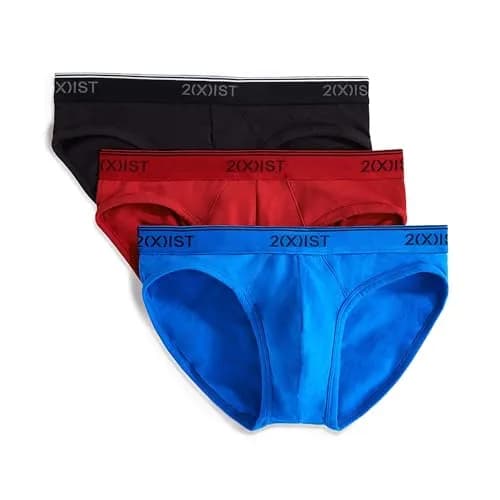2(X)IST Cotton Stretch No Show Brief Red/Black/Skydiver | Supportive, Seamless Comfort (70-120 chars) thumbnail 1