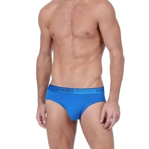 2(X)IST Cotton Stretch No Show Brief Red/Black/Skydiver | Supportive, Seamless Comfort (70-120 chars) thumbnail 2