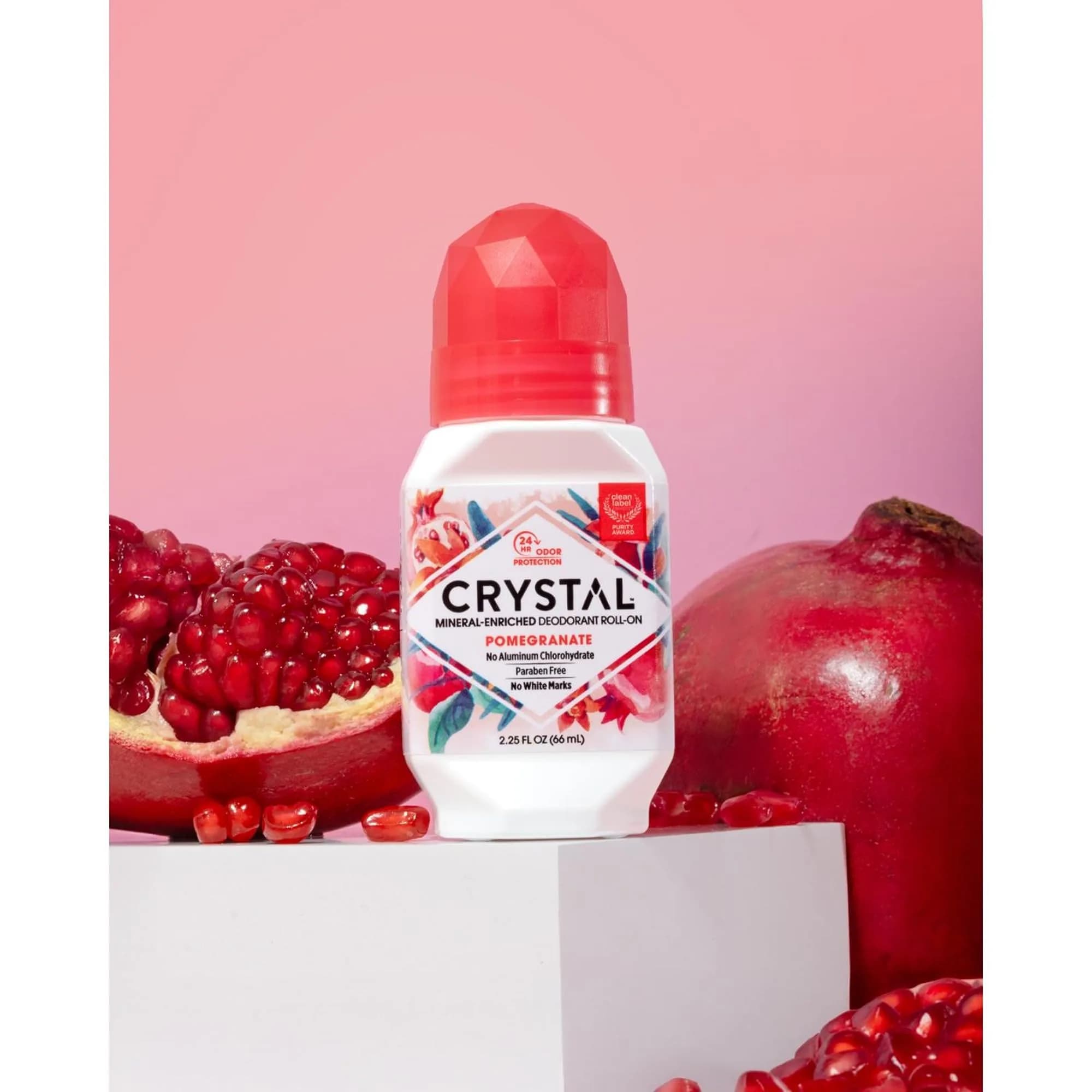 Crystal Essence Mineral Deodorant Roll-On Pomegranate 66ml (2.25 Fl Oz) | 24-Hour Odor Protection - view 3