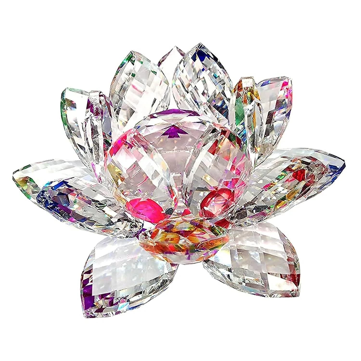 Amlong Crystal 3 inch (7.62 cm) Sparkle Crystal Lotus Flower | Feng Shui Home Decor with Gift Box - main product image