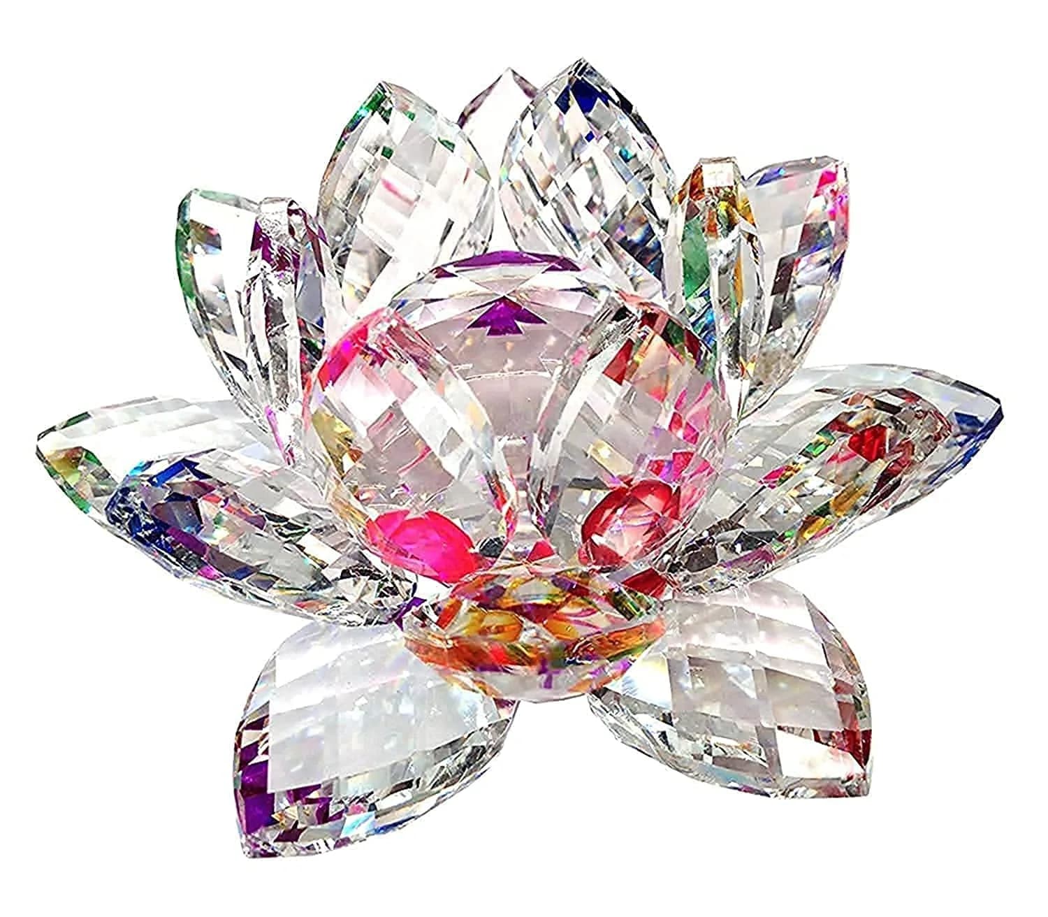 Amlong Crystal 3 inch (7.62 cm) Sparkle Crystal Lotus Flower | Feng Shui Home Decor with Gift Box - main product image
