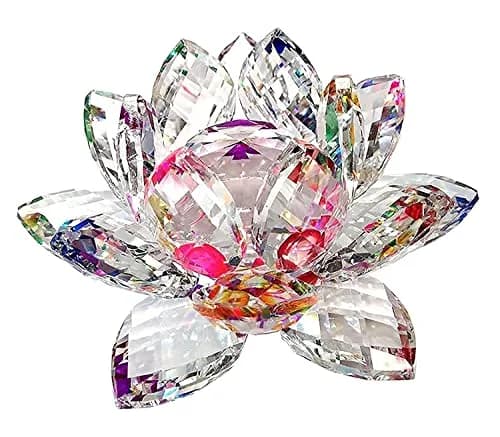 Amlong Crystal 3 inch (7.62 cm) Sparkle Crystal Lotus Flower | Feng Shui Home Decor with Gift Box thumbnail 1