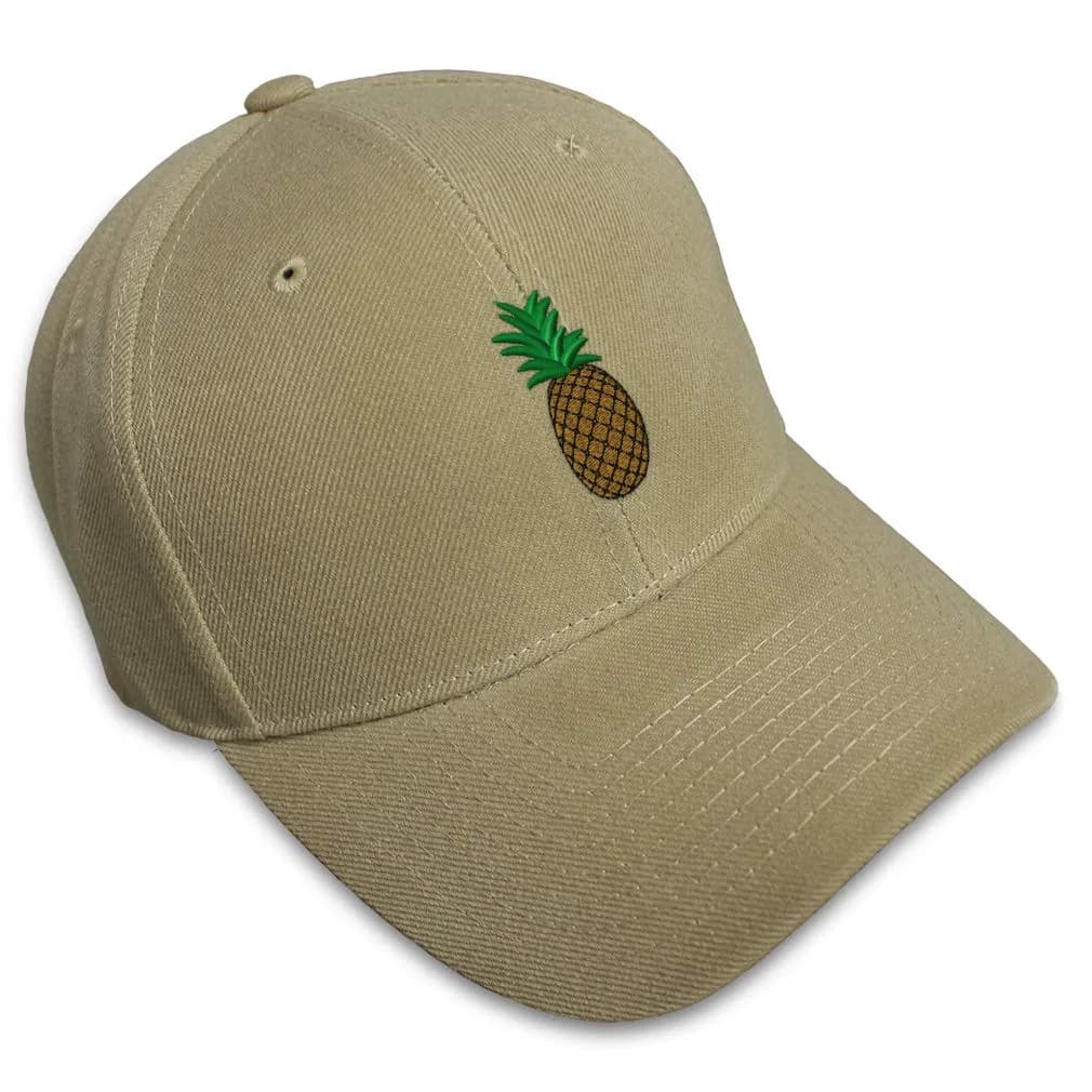 Speedy Pros Custom Baseball Cap Pineapple Embroidery 58cm | Food & Beverage Design, Unisex, Khaki