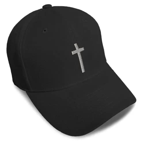 Speedy Pros Baseball Cap Cross Silver Christ Jesus God Faith Black Design Only | Embroidered, Adjustable, Unisex thumbnail 1