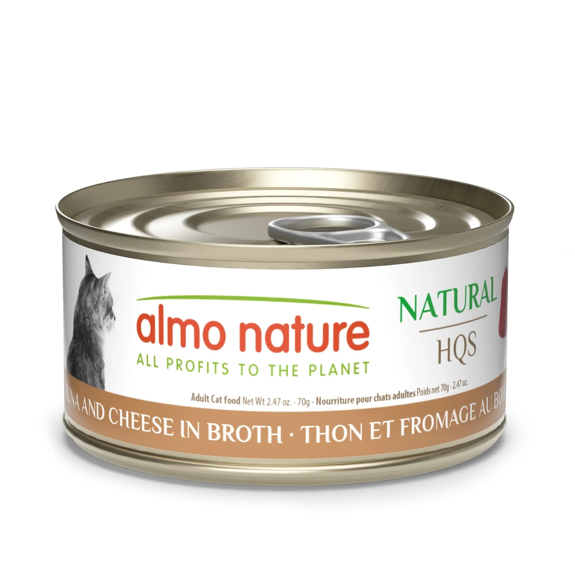 almo nature HQS Natural Wet Cat Food Tuna and Cheese in Broth, Grain-Free, 2.47 oz (Pack of 24) | Natural, Grain-Free, High Moisture