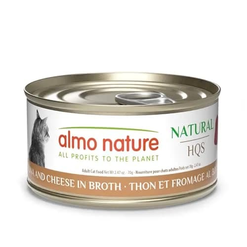 almo nature HQS Natural Wet Cat Food Tuna and Cheese in Broth, Grain-Free, 2.47 oz (Pack of 24) | Natural, Grain-Free, High Moisture thumbnail 1