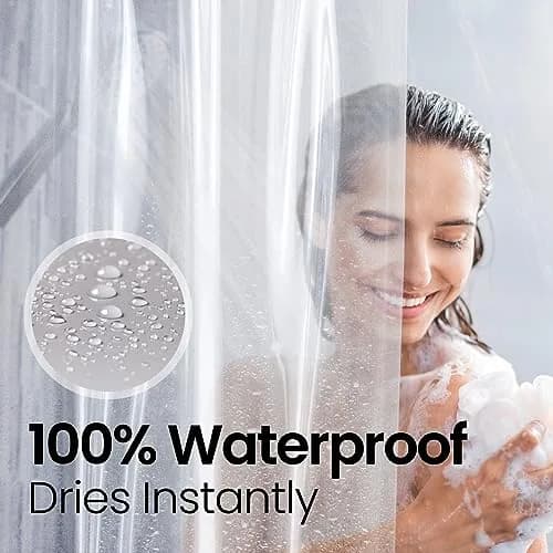 LiBa Shower Curtain PEVA 8G 72x72 Inch Waterproof Clear | Non-Toxic, Mildew Resistant, Rustproof Grommets thumbnail 5