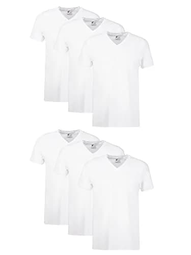 Hanes Mens Cotton Moisture-wicking V-neck Tee Undershirts 6 Pack White | Dependable Comfort & Moisture Control thumbnail 1