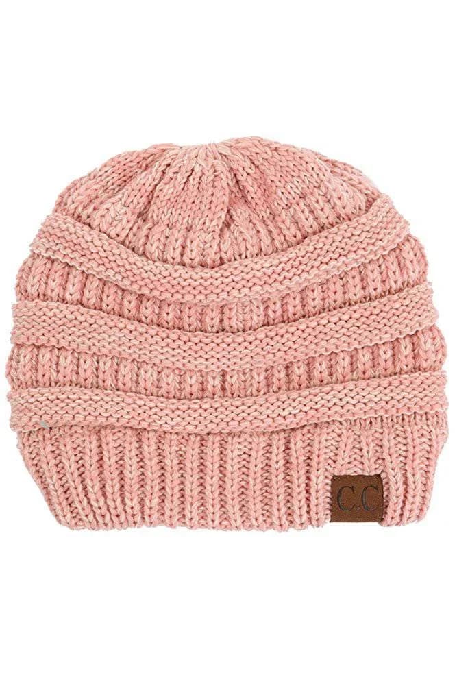 C.C Thick Soft Knit Oversized Beanie Cap Hat - Denim | Warm, Casual, Unisex — India Pink
