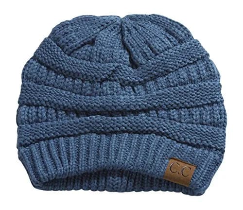 C.C Thick Soft Knit Oversized Beanie Cap Hat - Denim | Warm, Casual, Unisex thumbnail 1