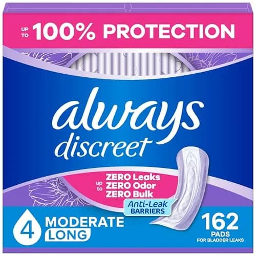 Always Discreet Moderate Absorbency Long Length Incontinence Pads for Women | Dermatologist Tested — Long