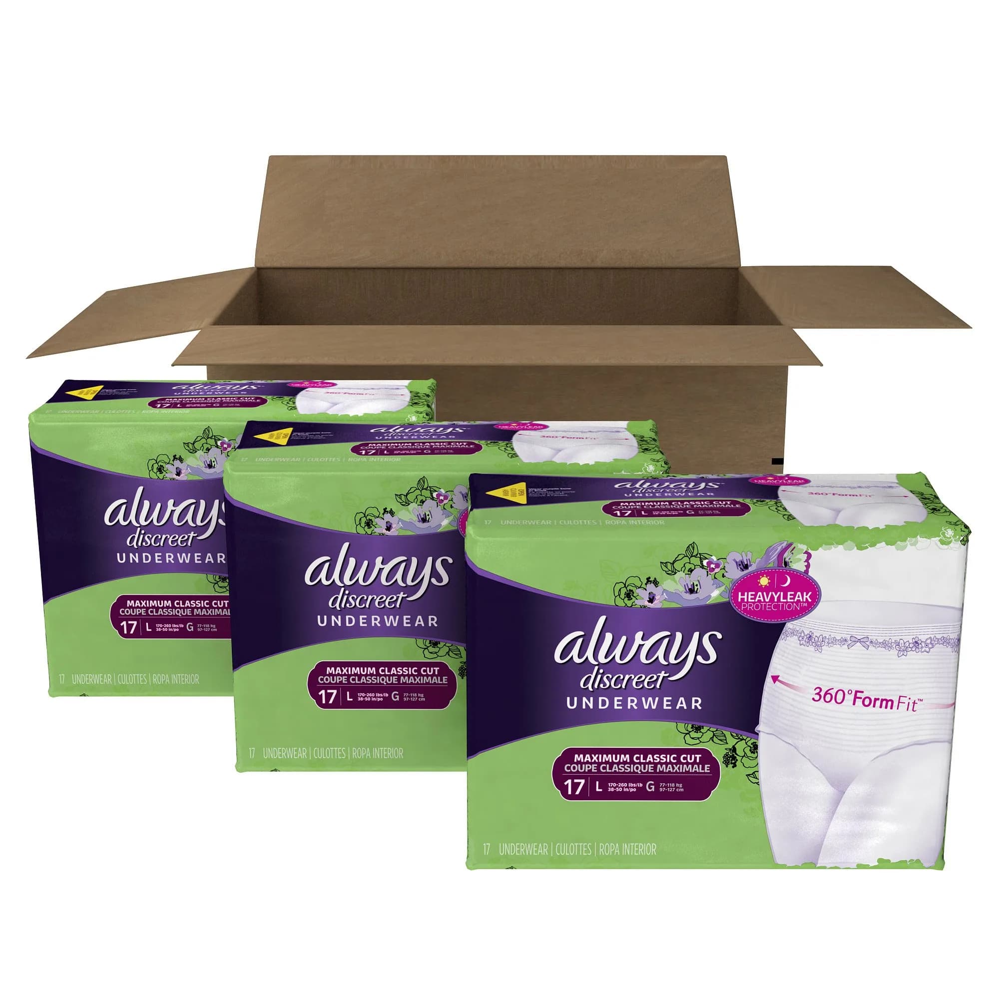 Always Discreet Incontinence Underwear for Women, Large, Peony/Pink - Discreet Protection - main product image