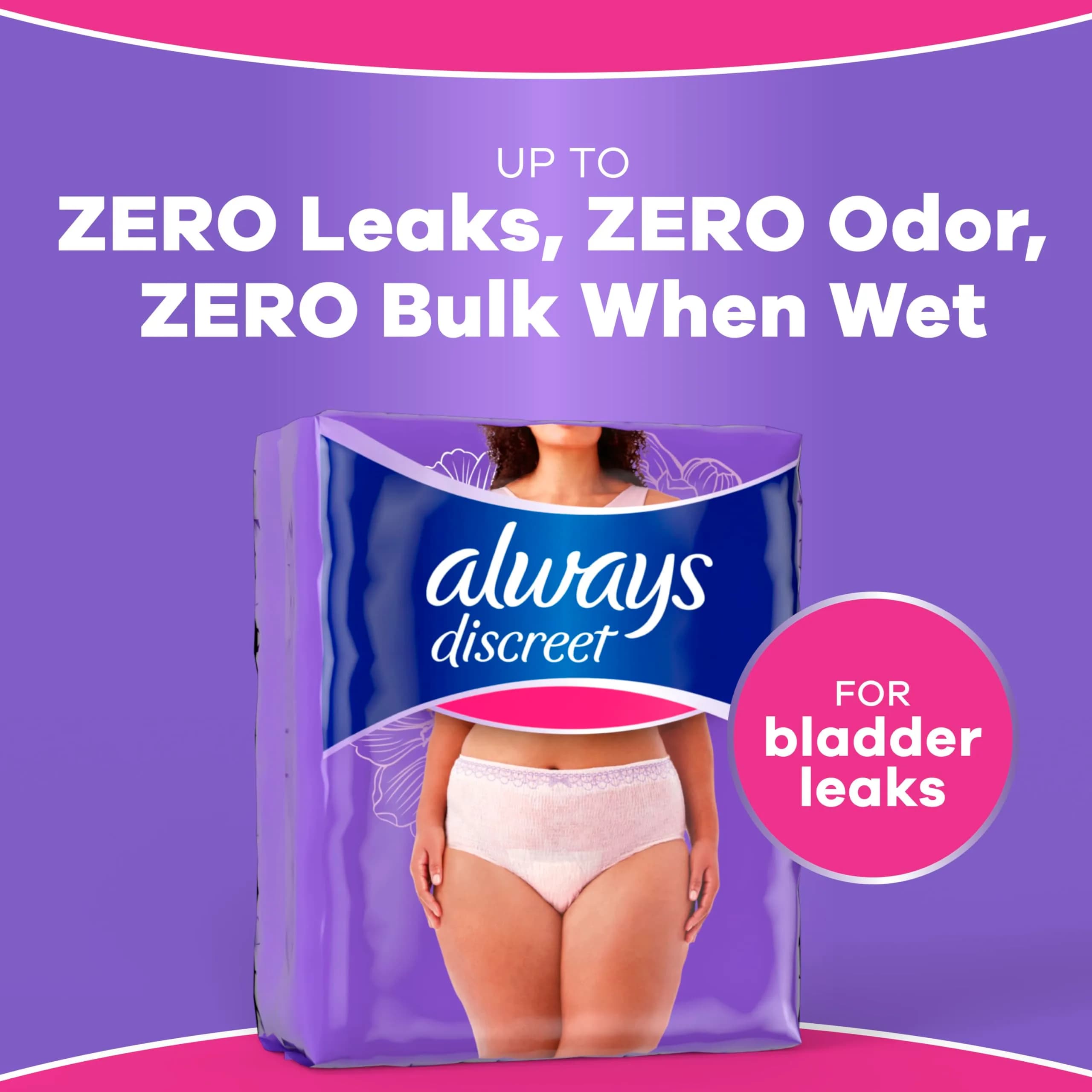 Always Discreet Women's Incontinence Underwear XL Violet | Max Absorbency 12-Hour Protection - view 3