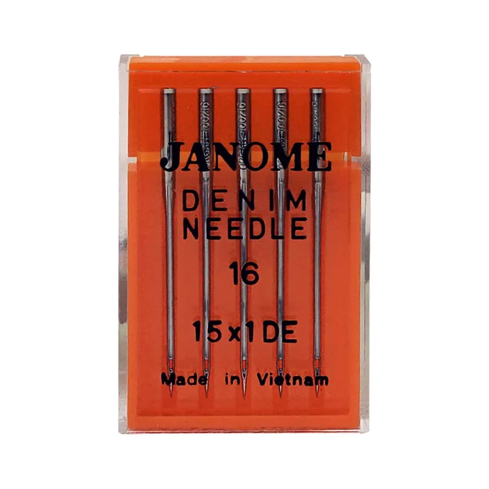 Janome Denim Sewing Machine Needles Size 100/16 (16) | Wedge Point for Heavy Fabrics — 16