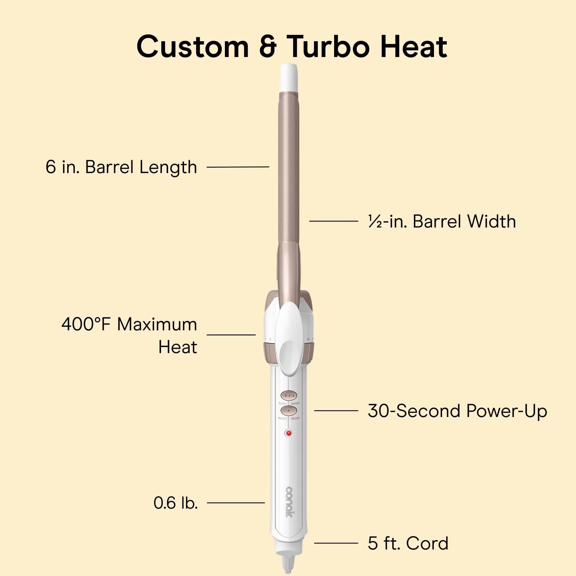 Conair Double Ceramic 1/2-Inch Curling Iron White/Rose Gold | Creates Tight Curls All Day - view 4