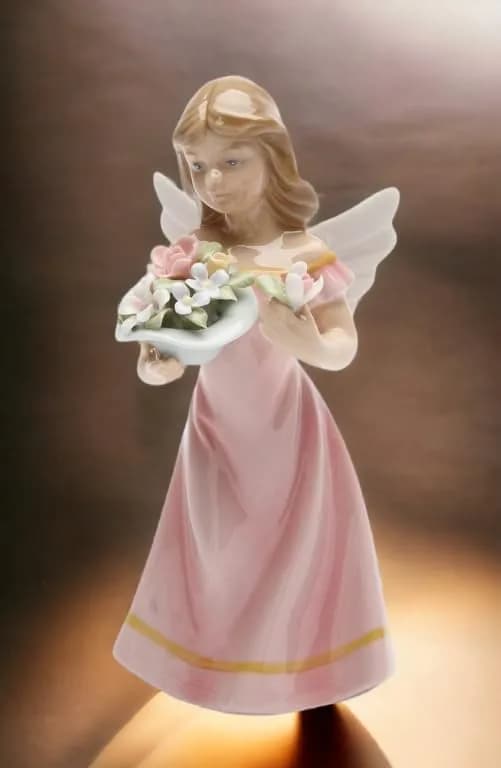 Cosmos Gifts Angel Figurine Pink Dress 5-3/8-Inch | Floral Ceramic Decor thumbnail 4