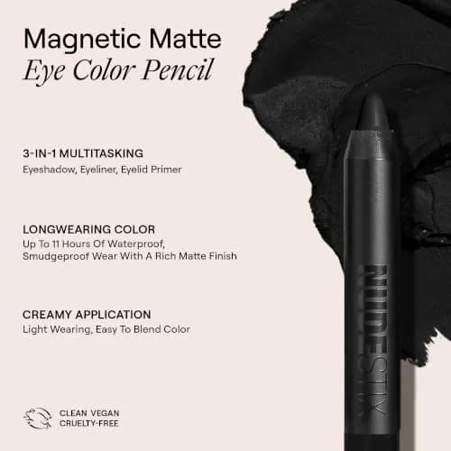 Nudestix Magnetic Matte Eye Color 3-in-1 | Waterproof, Long-Wear, Vegan & Cruelty-Free | Shade: Night thumbnail 3