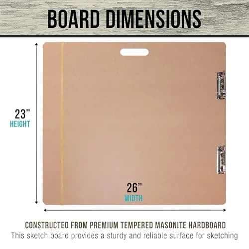 U.S. Art Supply 23" x 26" Artist Sketch Tote Board - Lightweight Hardboard | Portable & Durable Art Surface thumbnail 3