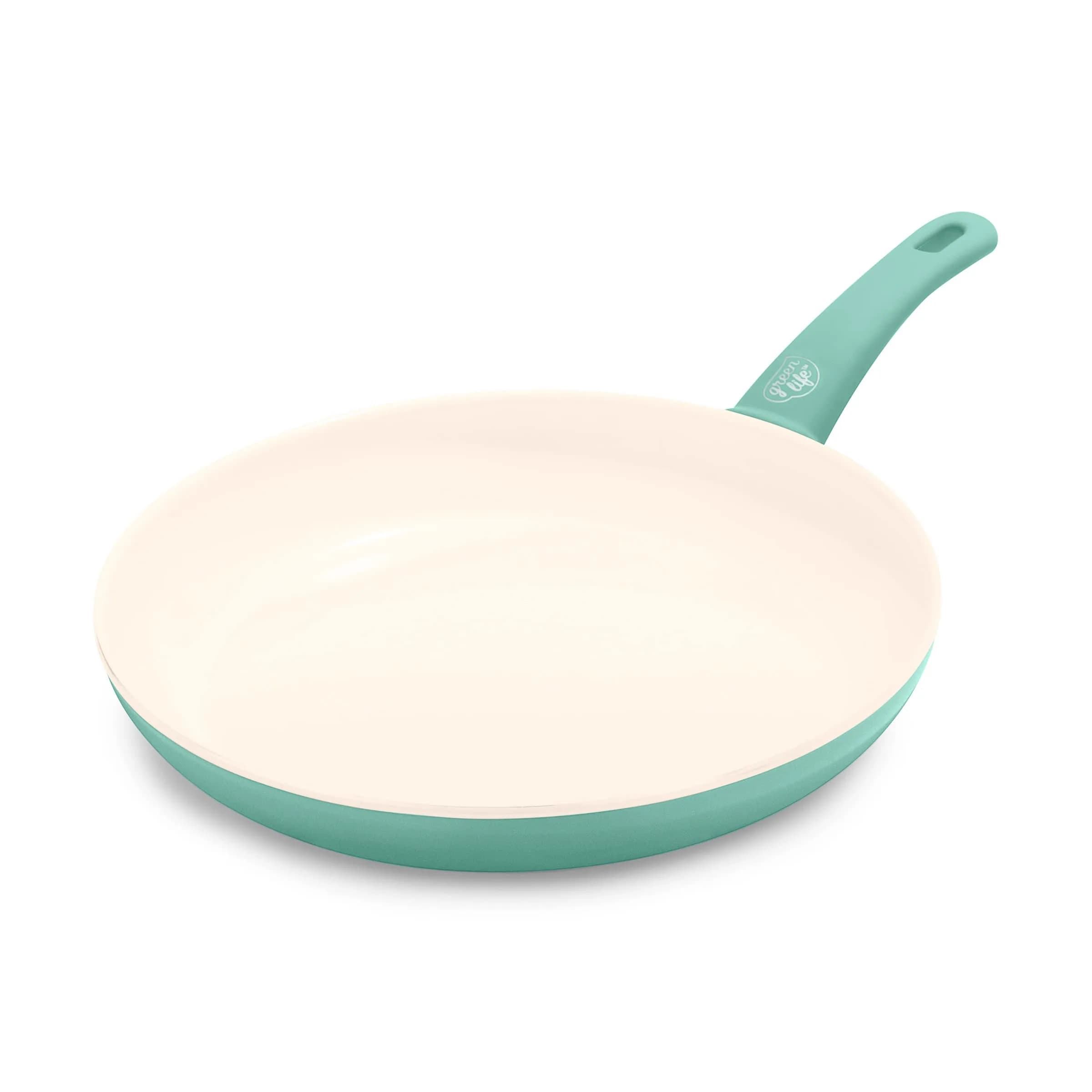GreenLife Soft Grip Turquoise 12-inch Frying Pan Skillet with Lid | Toxin-Free Ceramic Nonstick - main product image