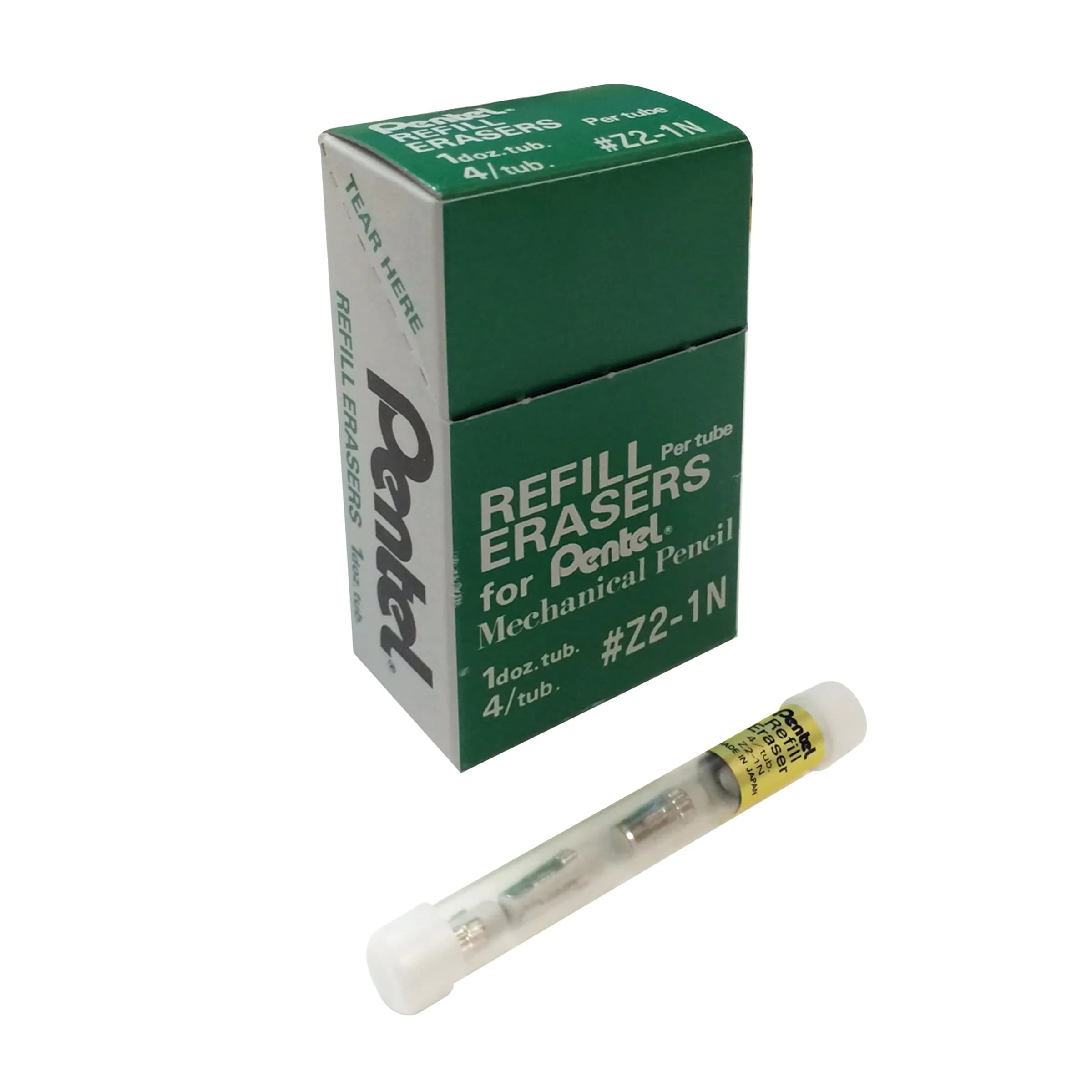 Pentel Refill Eraser for Mechanical Pencils 12 Tubes | White, 4 Erasers Per Tube, Japan-Style