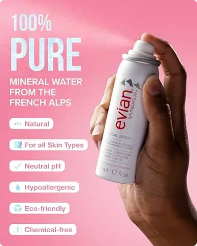 Evian Facial Spray 50ml (1.7 Fl Oz) 6-Pack | Hydrating Mineral Mist for Face & Skin thumbnail 4